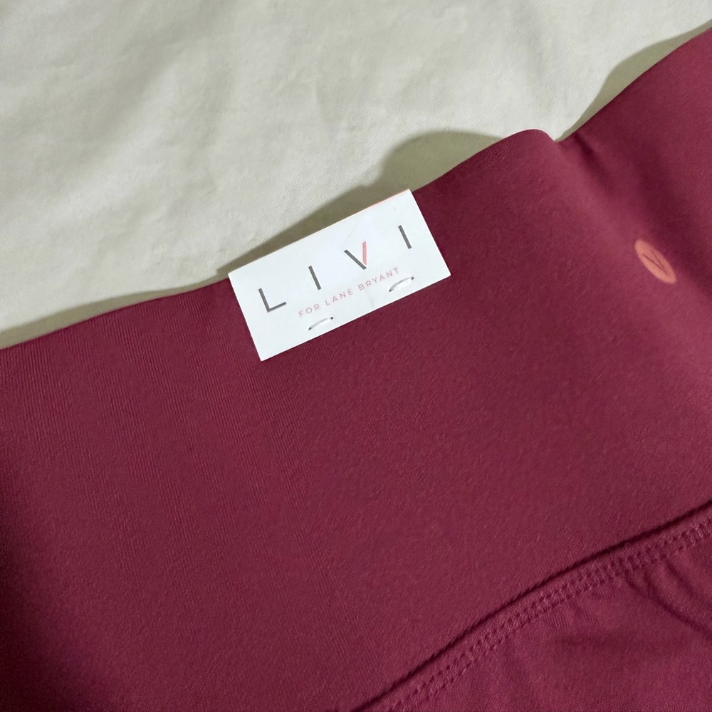 NWT Lane Bryant LIVI Wicking 7/8 Leggings – Burgundy & Red Color Block 18/20 - Picture 6 of 7